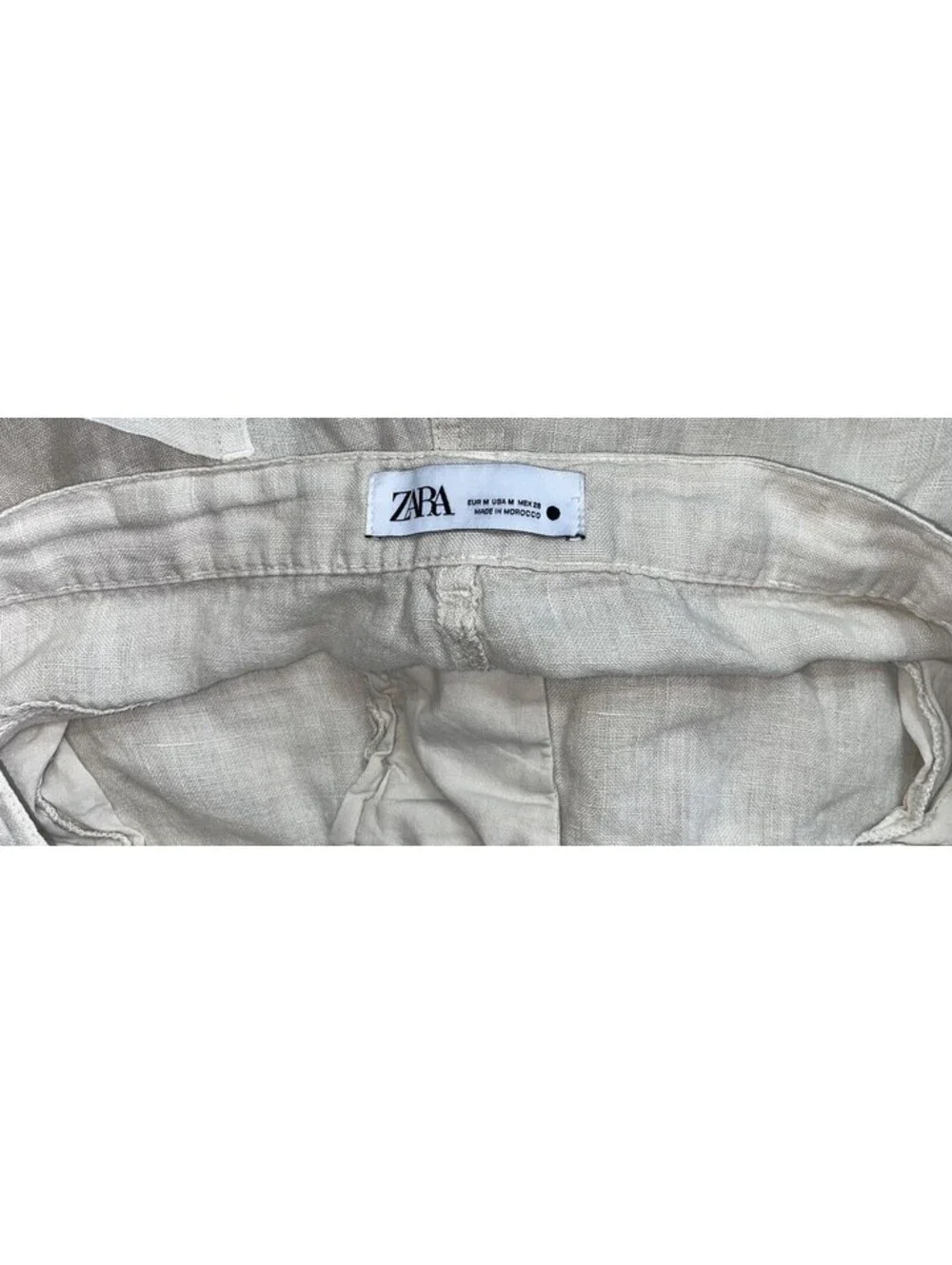 Zara Trousers Linen Beach Summer Straight Wide Leg SZ. Medium Women’s
